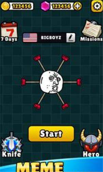 飞刀抢夺战游戏下载-Knives Meme(飞刀抢夺战安卓版)下载 v1.0.1 རོལ་རྩེད་པར་རིས། 3