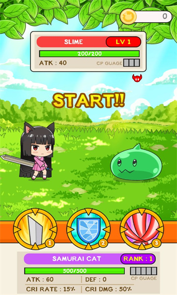 异世界可爱的武士喵游戏下载-异世界武士喵安卓版(Isekai Samurai Cat Kawaii)下载 v1.1 游戏截图 3
